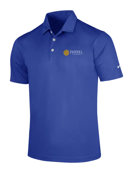 NIKE Dark Royal Dri-Fit Vertical Mesh Polo w/Passel Farms Logo