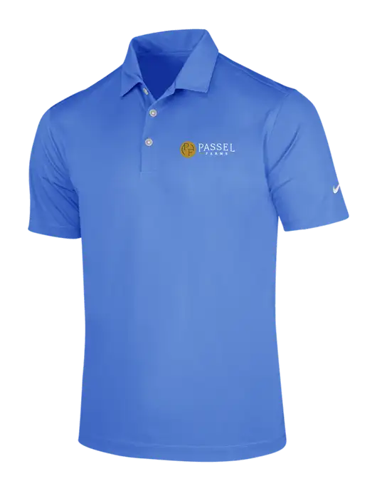 NIKE Light Royal Blue Dri-Fit Vertical Mesh Polo w/Passel Farms Logo