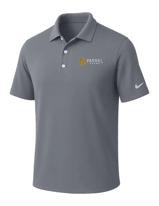 NIKE Medium Grey Dri-Fit Micro Pique Polo w/Passel Farms Logo