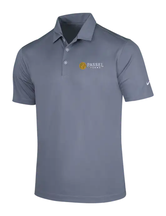 NIKE Medium Grey Dri-Fit Vertical Mesh Polo w/Passel Farms Logo
