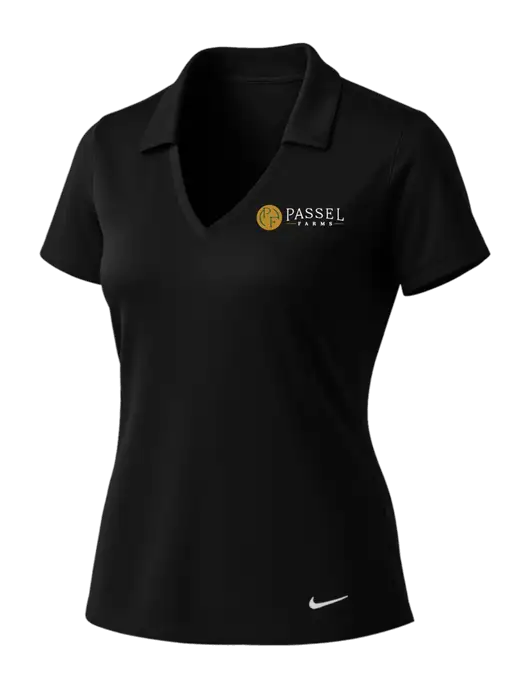 NIKE Black Womens Dri-Fit Vertical Mesh Polo w/Passel Farms Logo