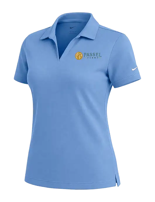 NIKE Carolina Blue Womens Dri-Fit Micro Pique Polo w/Passel Farms Logo