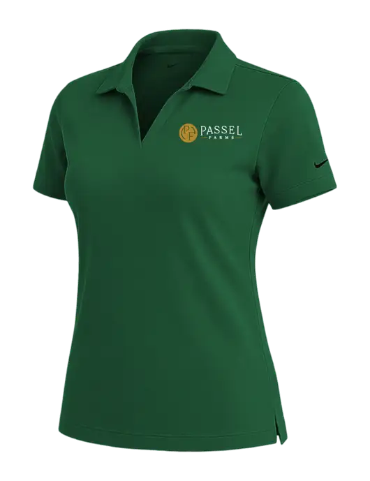 NIKE Dark Green Womens Dri-Fit Micro Pique Polo w/Passel Farms Logo