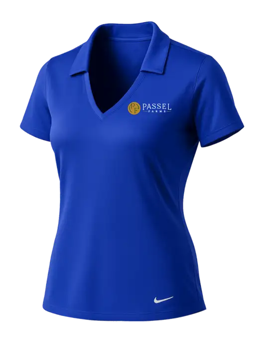 NIKE Dark Royal Womens Dri-Fit Vertical Mesh Polo w/Passel Farms Logo