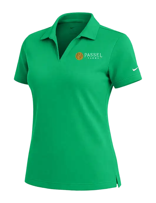 NIKE Kelly Green Womens Dri-Fit Micro Pique Polo w/Passel Farms Logo