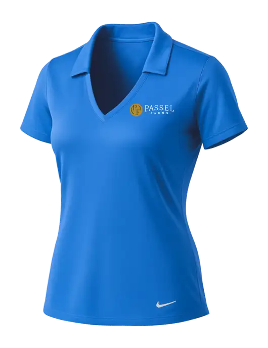 NIKE Carolina Blue Womens Dri-Fit Vertical Mesh Polo w/Passel Farms Logo