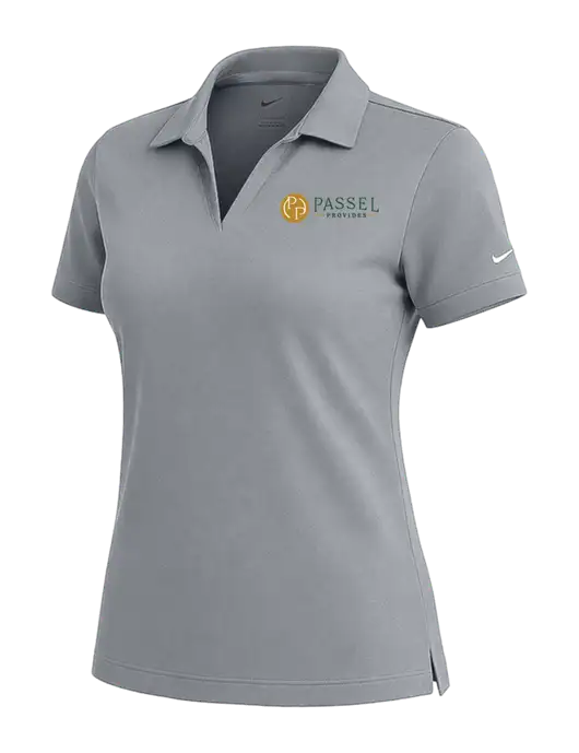 NIKE Medium Grey Womens Dri-Fit Micro Pique Polo w/Passel Provides Logo