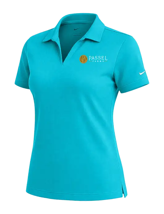 NIKE Sapphire Blue Womens Dri-Fit Micro Pique Polo w/Passel Farms Logo
