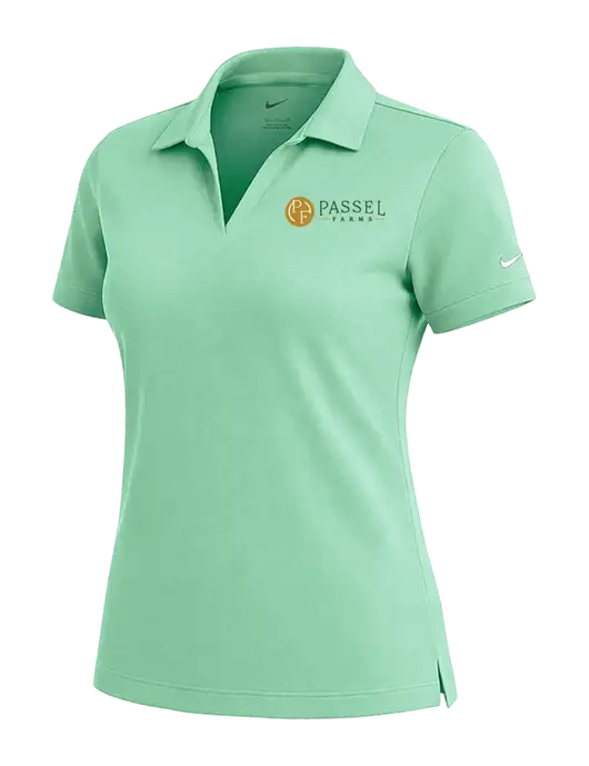 NIKE Very Light Green Womens Dri-Fit Micro Pique Polo w/Passel Farms Logo