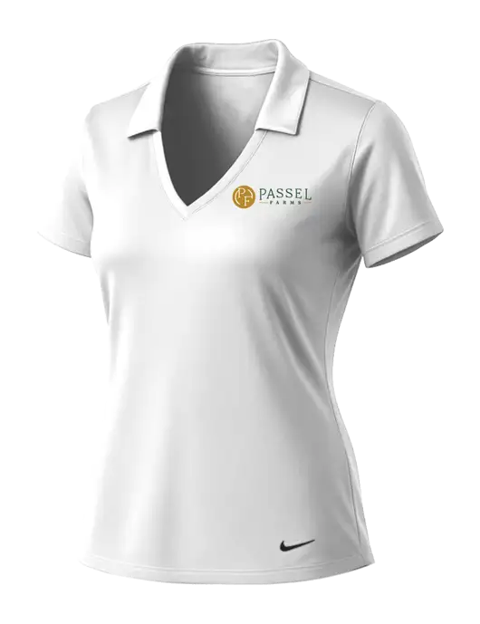 NIKE White Womens Dri-Fit Vertical Mesh Polo w/Passel Farms Logo