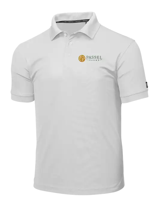 OGIO Bright White Caliber 2.0 Polo w/Passel Farms Logo