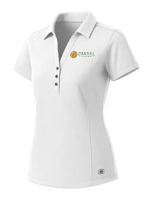 OGIO Womens White ONYX Polo w/Passel Farms Logo