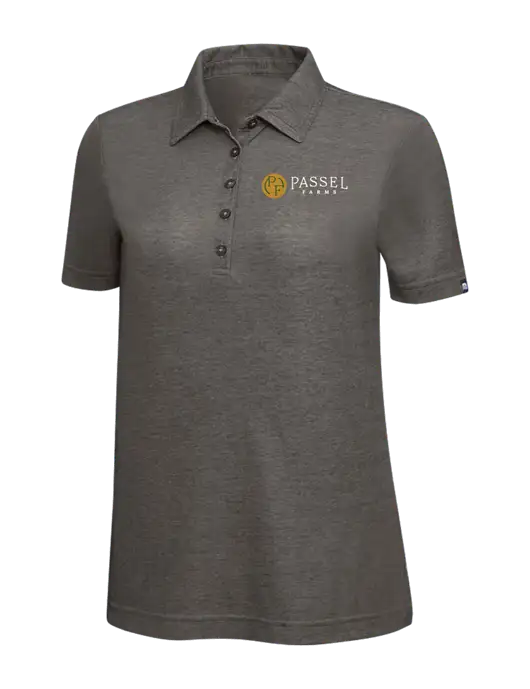 TravisMathew Black Heather Womens Oceanside Polo w/Passel Farms Logo