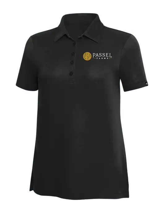 TravisMathew Black Solid Womens Oceanside Polo w/Passel Farms Logo
