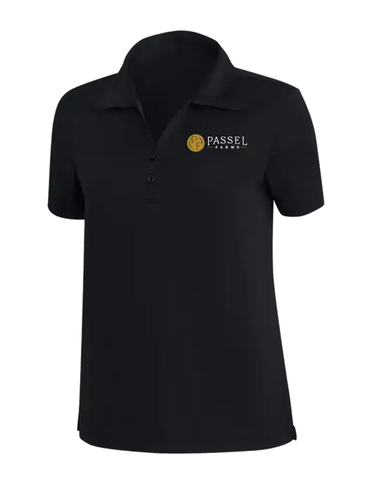 TravisMathew Black Womens Coto Performance Polo w/Passel Farms Logo