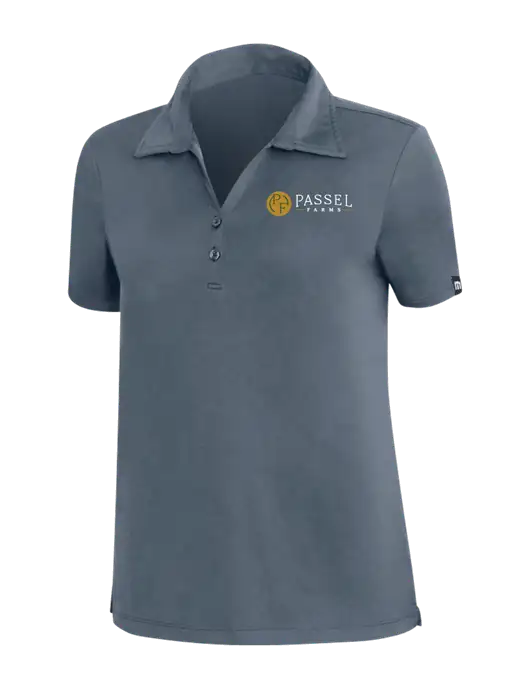 TravisMathew Dark Slate Blue Womens Coto Performance Polo w/Passel Farms Logo