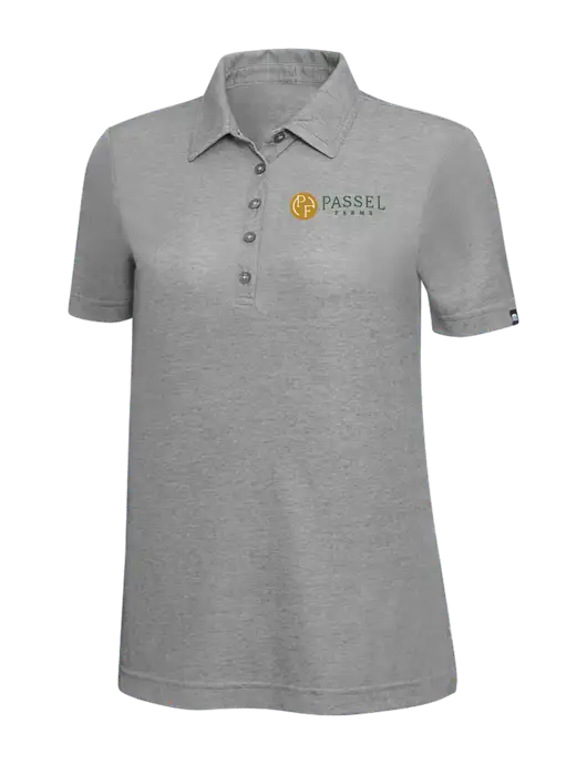 TravisMathew Grey Heather Womens Oceanside Polo w/Passel Farms Logo