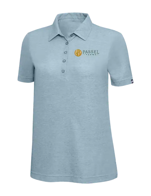 TravisMathew Light Blue Heather Womens  Oceanside Polo w/Passel Farms Logo