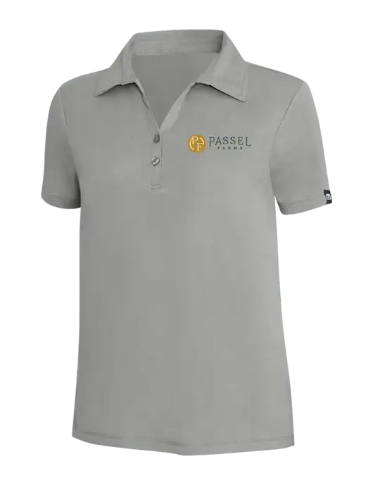 TravisMathew Light Grey Heather Womens Coto Performance Polo w/Passel Farms Logo