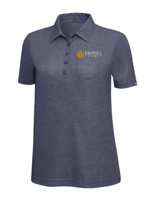 TravisMathew Navy Heather Womens Oceanside Polo w/Passel Farms Logo