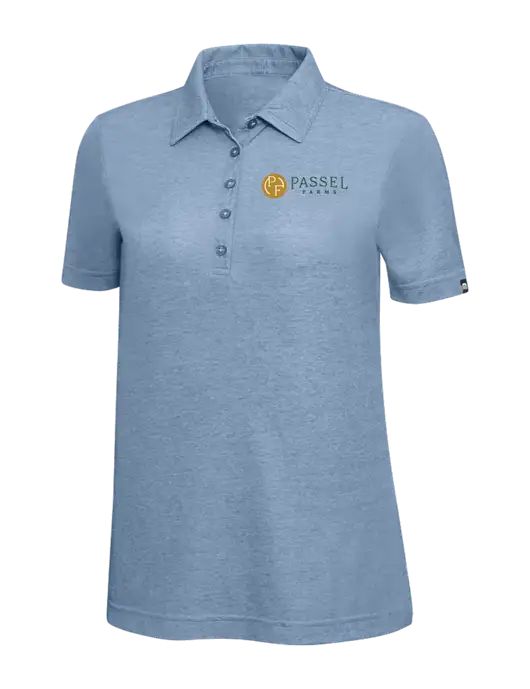 TravisMathew Slate Blue Heather Womens Oceanside Polo w/Passel Farms Logo