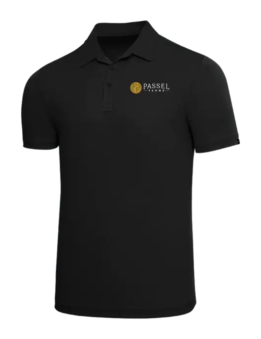 TravisMathew Black Solid Oceanside Polo w/Passel Farms Logo