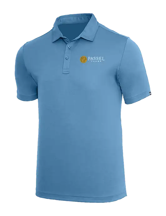 TravisMathew Dark Carolina Blue Coto Performance Polo w/Passel Farms Logo