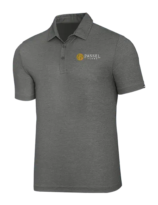 TravisMathew Grey Heather Oceanside Polo w/Passel Farms Logo