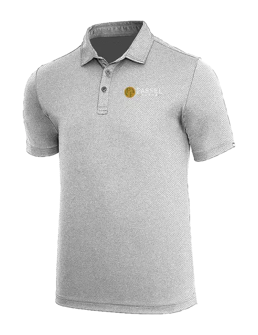 TravisMathew Medium Grey Heather Coto Performance Polo w/Passel Farms Logo