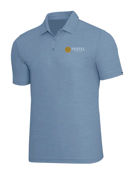TravisMathew Slate Blue Heather Oceanside Polo w/Passel Farms Logo