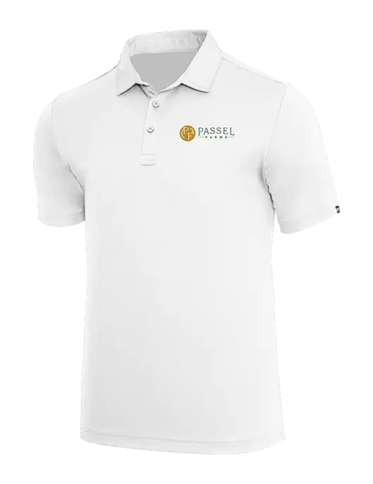 TravisMathew White Coto Performance Polo w/Passel Farms Logo