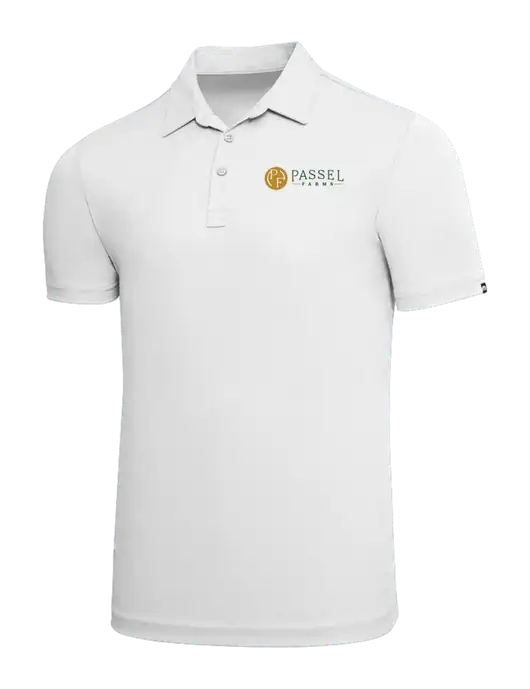 TravisMathew White Solid Oceanside Polo w/Passel Farms Logo
