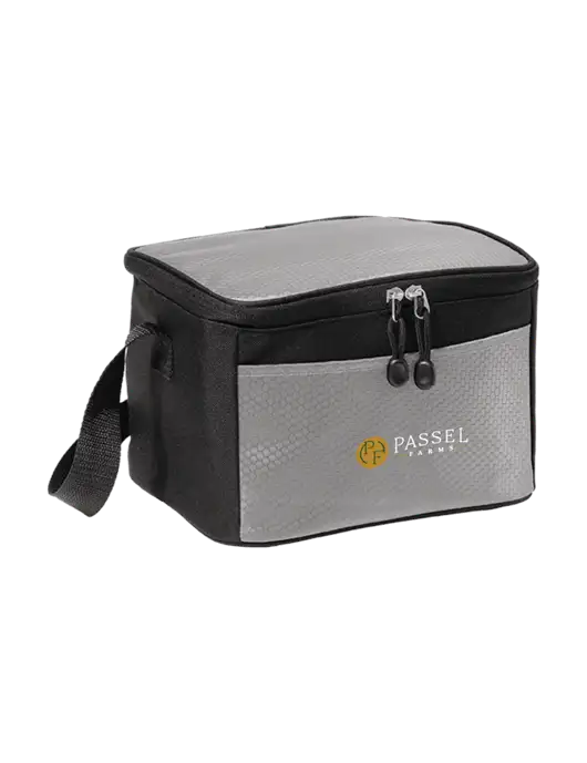 6 Can Grey/Black Cube Cooler w/Passel Farms Logo