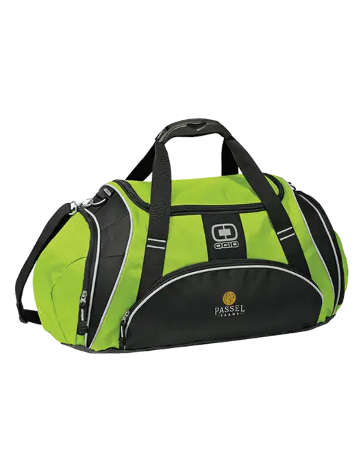 OGIO Lime Green Crunch Duffel
 w/Passel Farms Logo