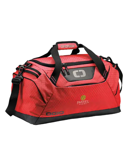OGIO Red Catalyst Duffle
 w/Passel Farms Logo