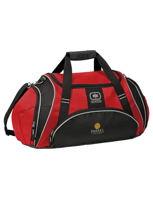 OGIO Red Crunch Duffel
 w/Passel Farms Logo