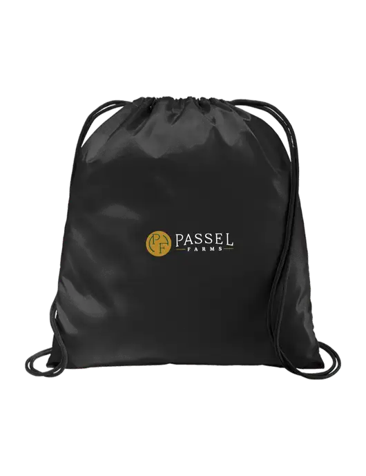 Drawstring  Black Cinch Pack w/Passel Farms Logo