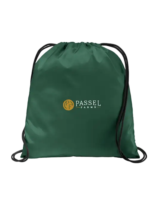Drawstring Dark Green Cinch Pack w/Passel Farms Logo