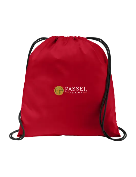 Drawstring True Red Cinch Pack w/Passel Farms Logo