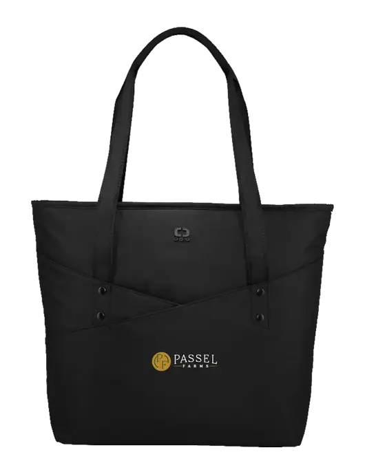 OGIO Black Downtown Tote 
 w/Passel Farms Logo
