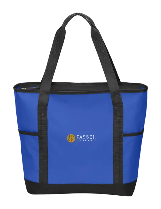 On the Go Royal/Black Tote w/Passel Farms Logo