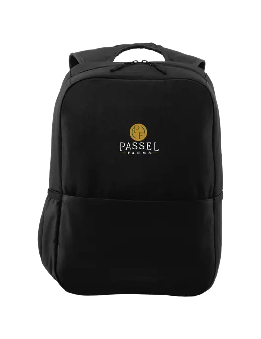 Access Square Laptop Black Backpack w/Passel Farms Logo