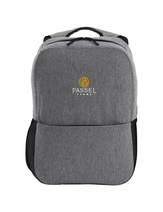 Access Square Laptop Graphite Heather/Black Backpack w/Passel Farms Logo