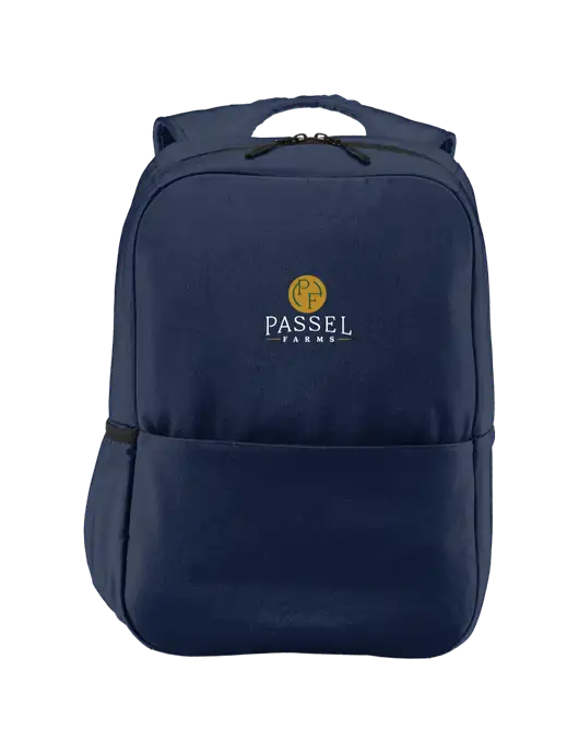 Access Square Laptop River Blue Navy Backpack w/Passel Farms Logo