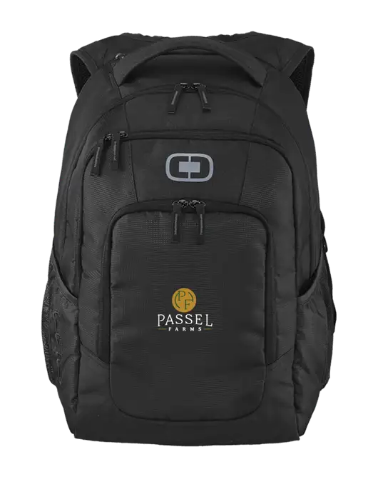 OGIO Black Logan Laptop Backpack
 w/Passel Farms Logo