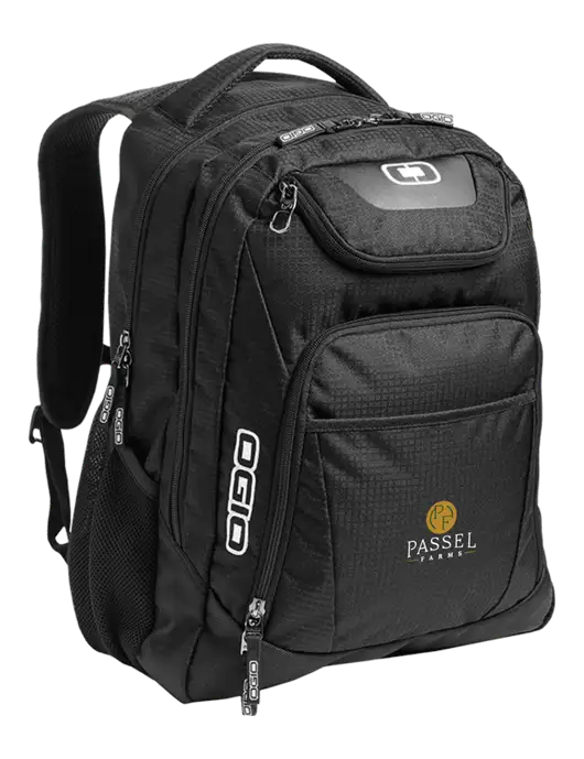 OGIO Black/Silver Excelsior Laptop Backpack w/Passel Farms Logo