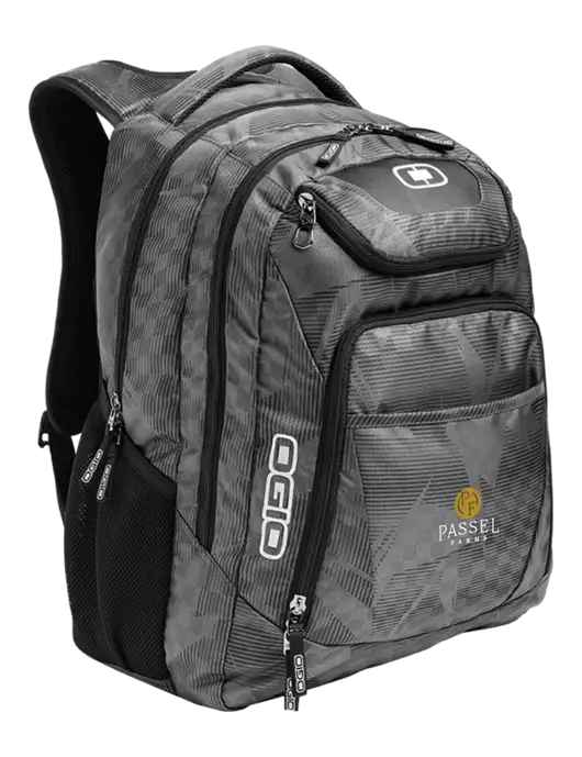 OGIO Race Day Silver Excelsior Laptop Backpack w/Passel Farms Logo