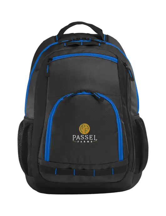 Xtreme Black/Dark Grey/Royal Blue Backpack w/Passel Farms Logo