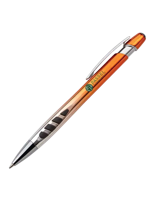 Zenith Burnt Orange Ballpoint Pen - Blue ink w/Passel Provides Logo