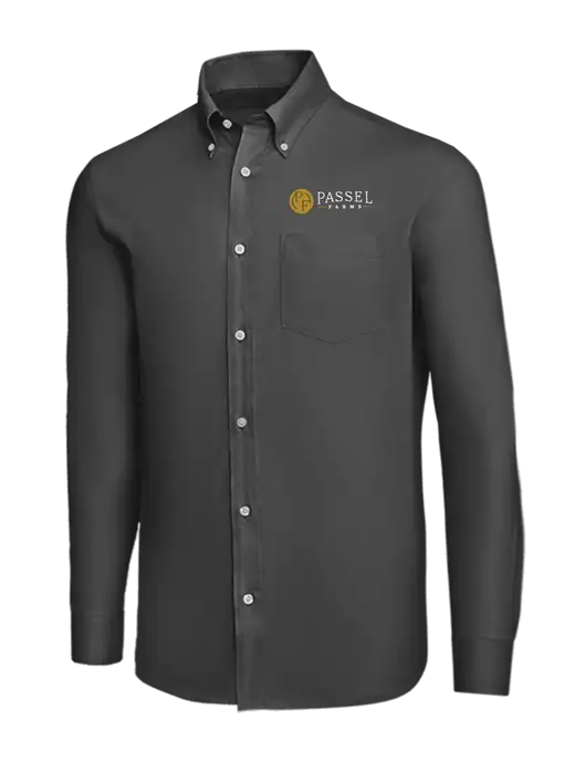 Brooks Brothers Dark Grey Wrinkle-Free Stretch Nailhead Shirt w/Passel Farms Logo